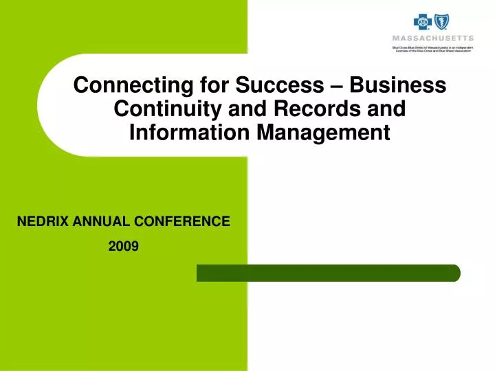 connecting for success business continuity and records and information management