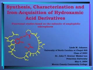 Synthesis, Characterization and Iron-Acquisition of Hydroxamic Acid Derivatives -Functional studies based on the subuni