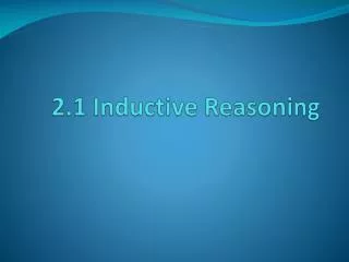 2.1 Inductive Reasoning