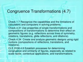 Congruence Transformations (4.7)