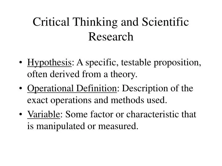 critical thinking and scientific research