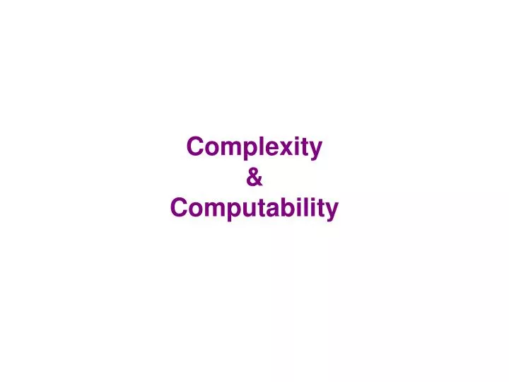 complexity computability