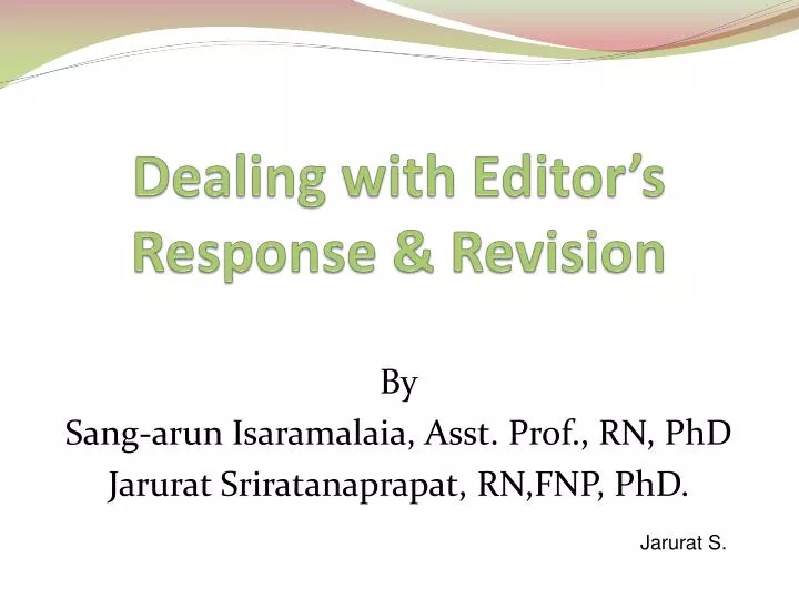 dealing with editor s response revision