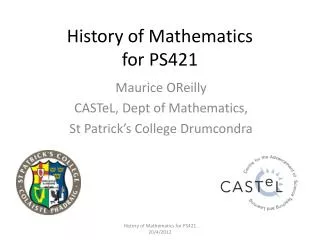 History of Mathematics for PS421