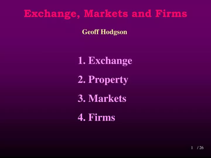 exchange markets and firms