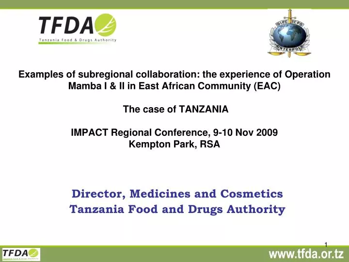 director medicines and cosmetics tanzania food and drugs authority