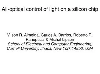 All-optical control of light on a silicon chip