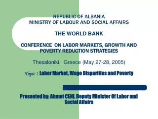LABOR MARKET, WAGE DISPARITIES AND POVERTY