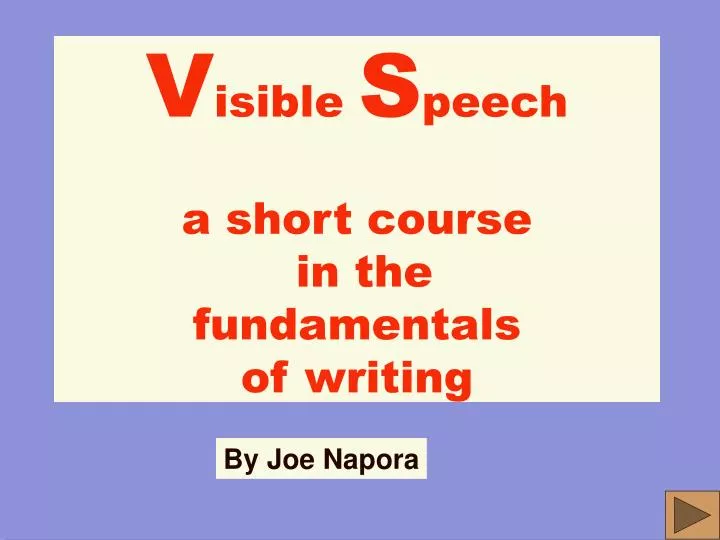 v isible s peech a short course in the fundamentals of writing