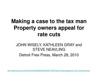 Making a case to the tax man Property owners appeal for rate cuts