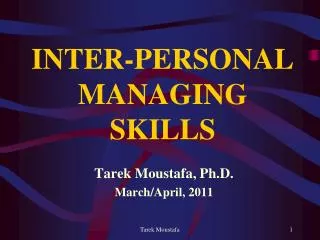 INTER-PERSONAL MANAGING SKILLS