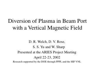 Diversion of Plasma in Beam Port with a Vertical Magnetic Field