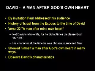 DAVID - A MAN AFTER GOD'S OWN HEART