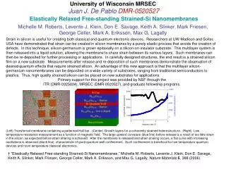 University of Wisconsin MRSEC Juan J. De Pablo DMR-0520527 Elastically Relaxed Free-standing Strained-Si Nanomembranes