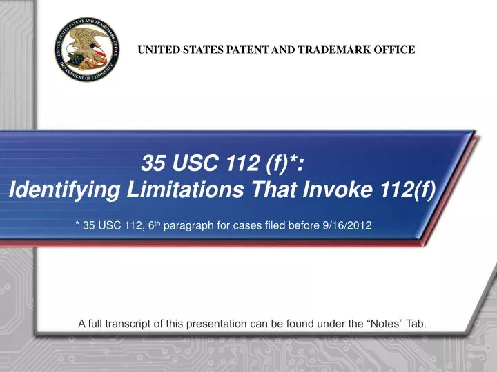 35 usc 112 f identifying limitations that invoke 112 f