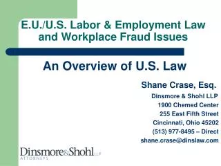 E.U./U.S. Labor &amp; Employment Law and Workplace Fraud Issues