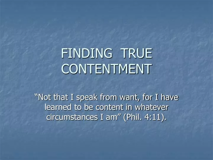 finding true contentment