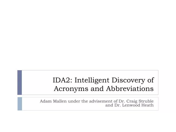 ida2 intelligent discovery of acronyms and abbreviations