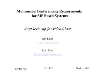 Multimedia Conferencing Requirements for SIP Based Systems
