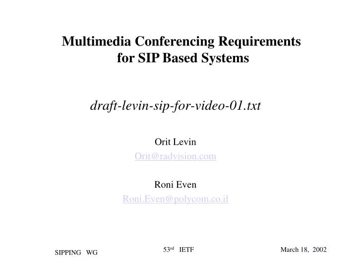 multimedia conferencing requirements for sip based systems