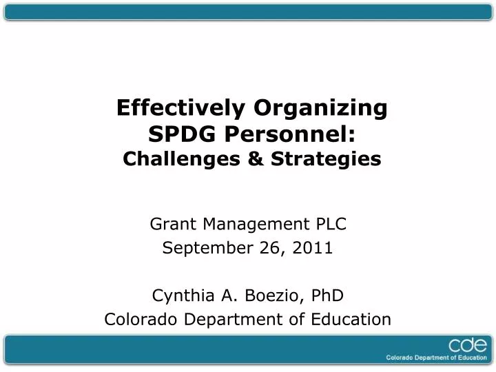 effectively organizing spdg personnel challenges strategies