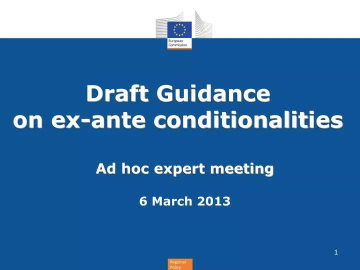 draft guidance on e x ante conditionalit ies