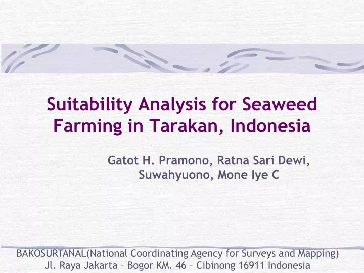 suitability analysis for seaweed farming in tarakan indonesia