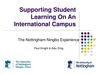 Supporting Student Learning On An International Campus