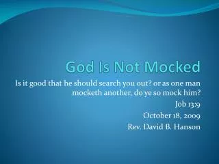 God Is Not Mocked