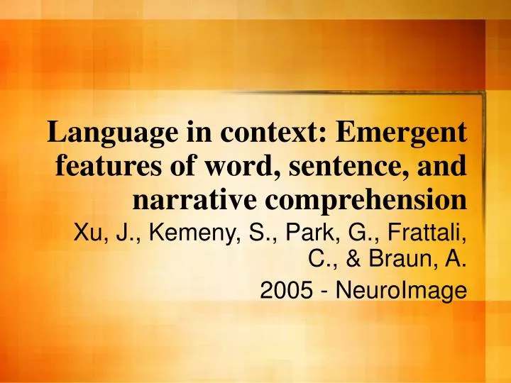 language in context emergent features of word sentence and narrative comprehension