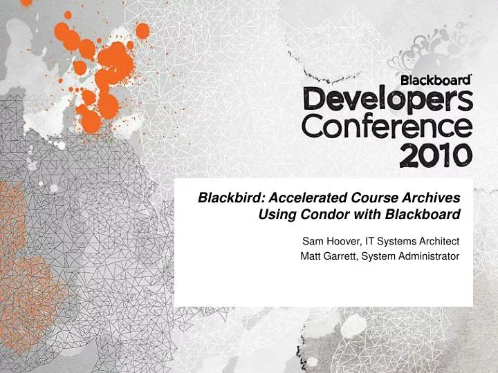 blackbird accelerated course archives using condor with blackboard