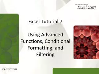 Excel Tutorial 7 Using Advanced Functions, Conditional Formatting, and Filtering