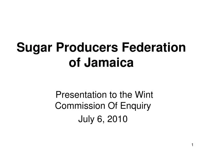 sugar producers federation of jamaica