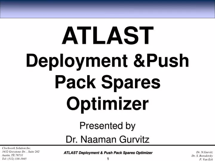atlast deployment push pack spares optimizer