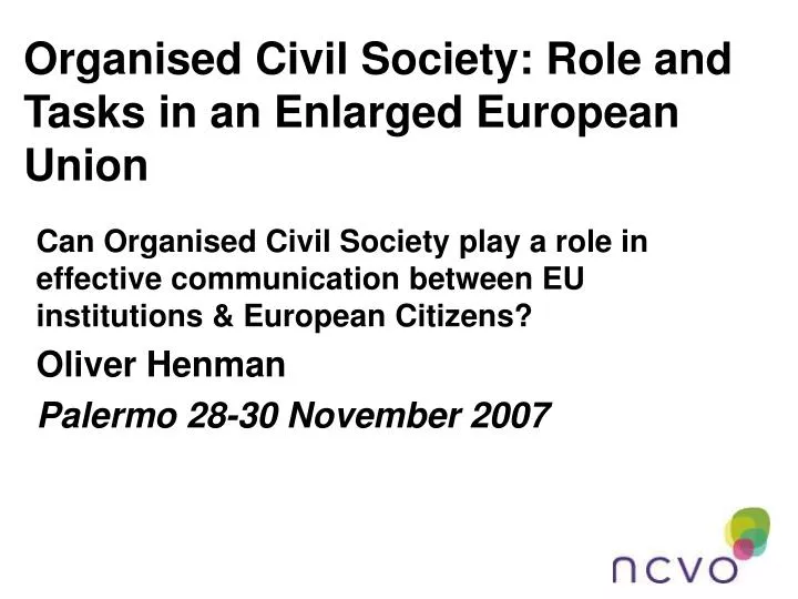 organised civil society role and tasks in an enlarged european union