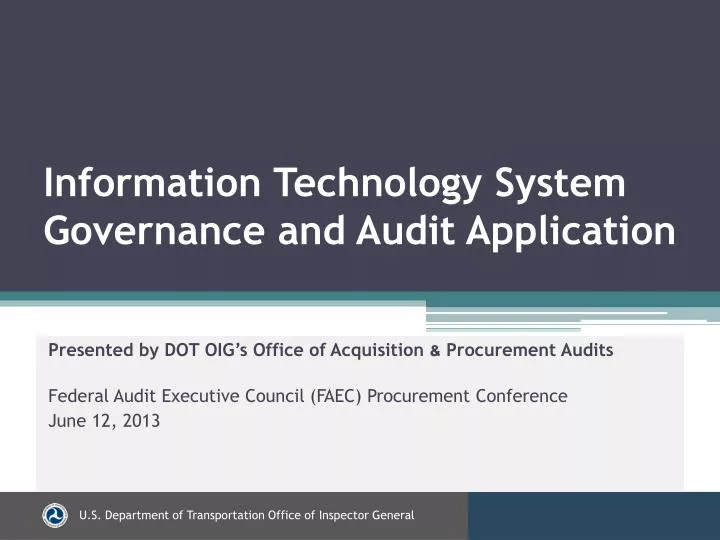 information technology system governance and audit application