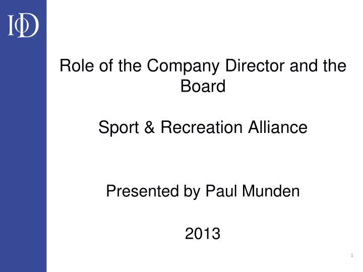 role of the company director and the board sport recreation alliance
