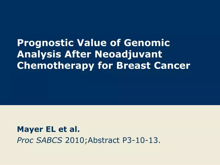 prognostic value of genomic analysis after neoadjuvant chemotherapy for breast cancer