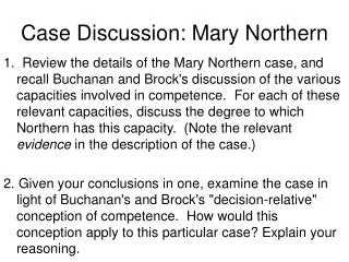 Case Discussion: Mary Northern