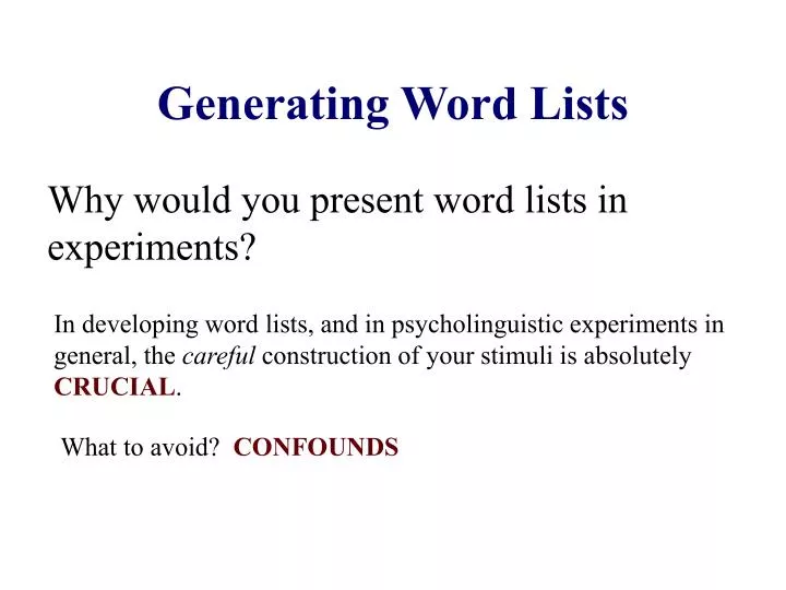 generating word lists