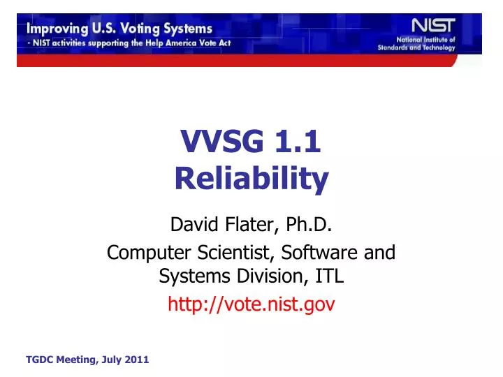 vvsg 1 1 reliability