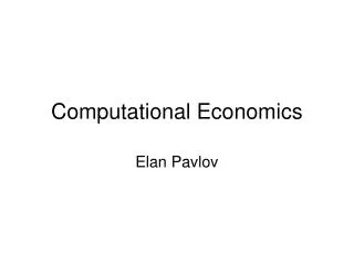 Computational Economics