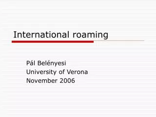 International roaming