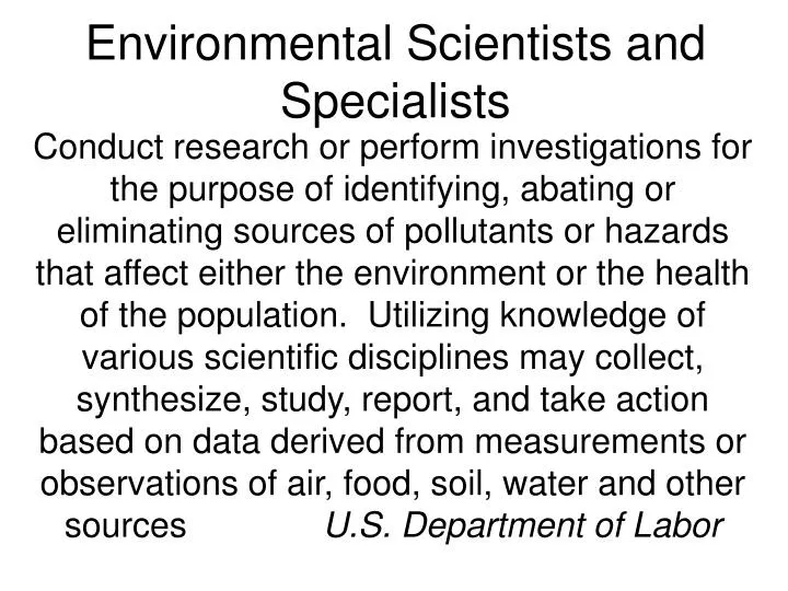 environmental scientists and specialists