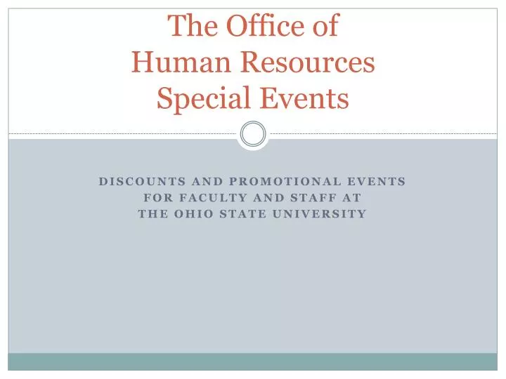 the office of human resources special events