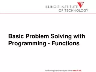 Basic Problem Solving with Programming - Functions