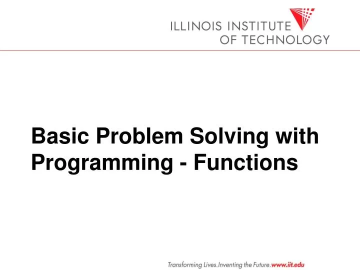 basic problem solving with programming functions