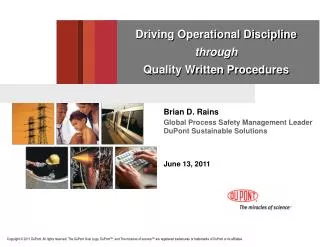 Driving Operational Discipline through Quality Written Procedures