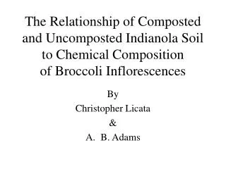 The Relationship of Composted and Uncomposted Indianola Soil to Chemical Composition of Broccoli Inflorescences