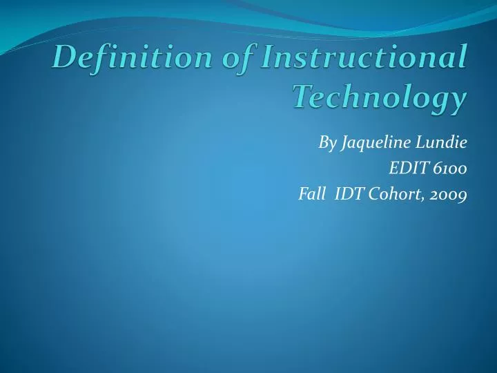 definition of instructional technology